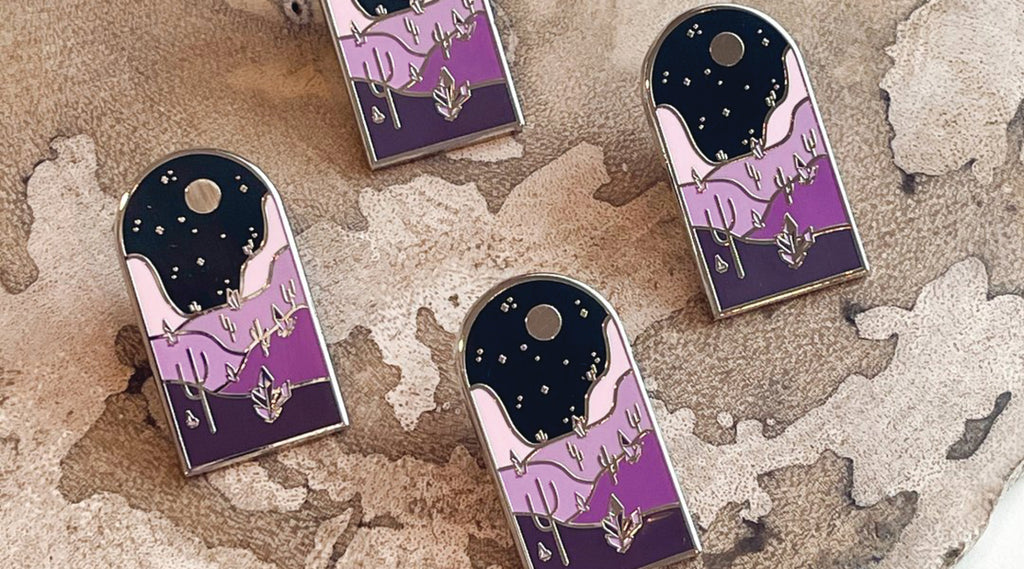 A desert portal enamel pin by Which is Witch and The Mineral Maven